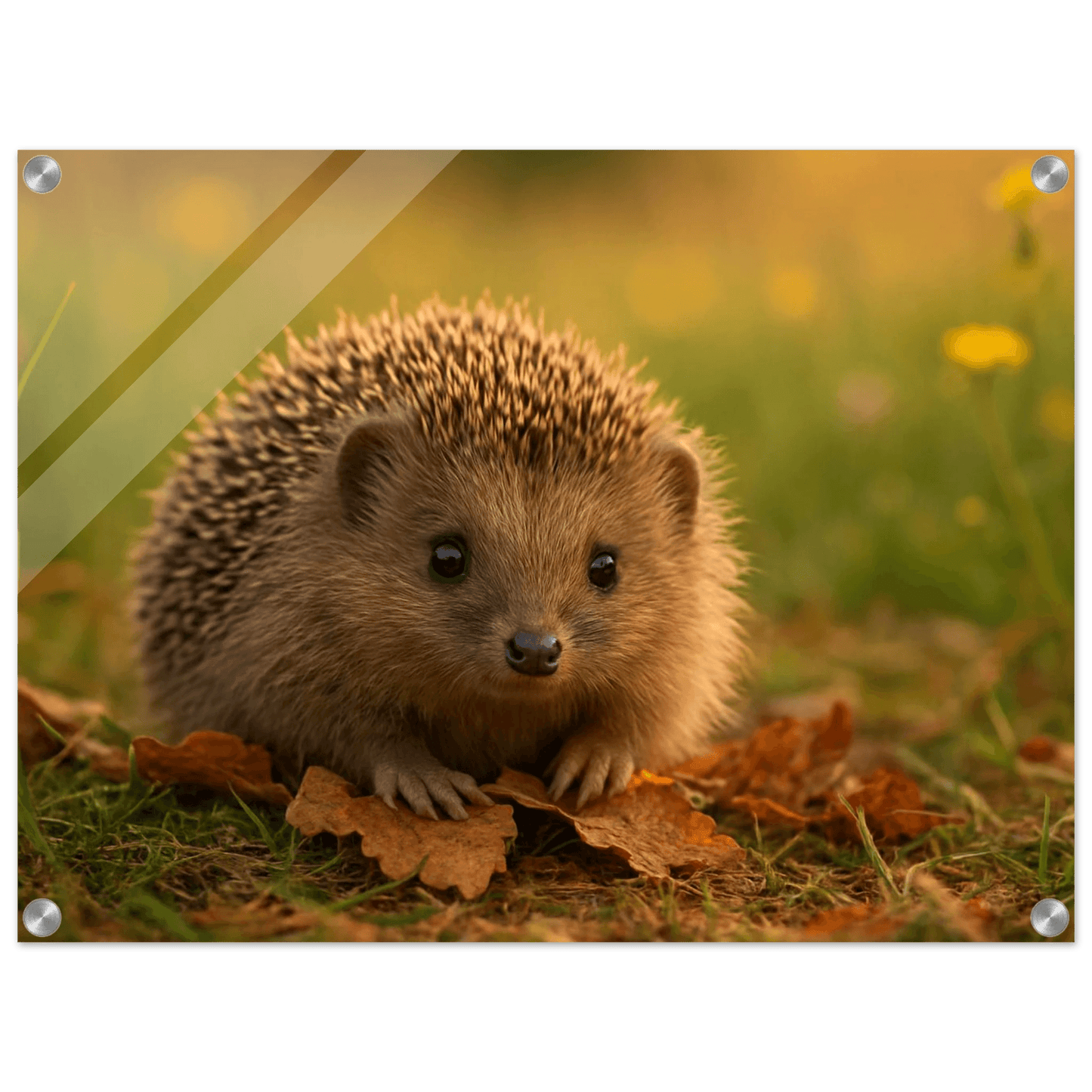 Charming Baby Hedgehog Acrylic Print - Horizontal Wall Art for Nature Lovers - PerriWorks Publishing