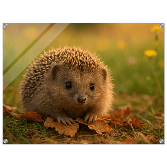 Charming Baby Hedgehog Acrylic Print - Horizontal Wall Art for Nature Lovers - PerriWorks Publishing