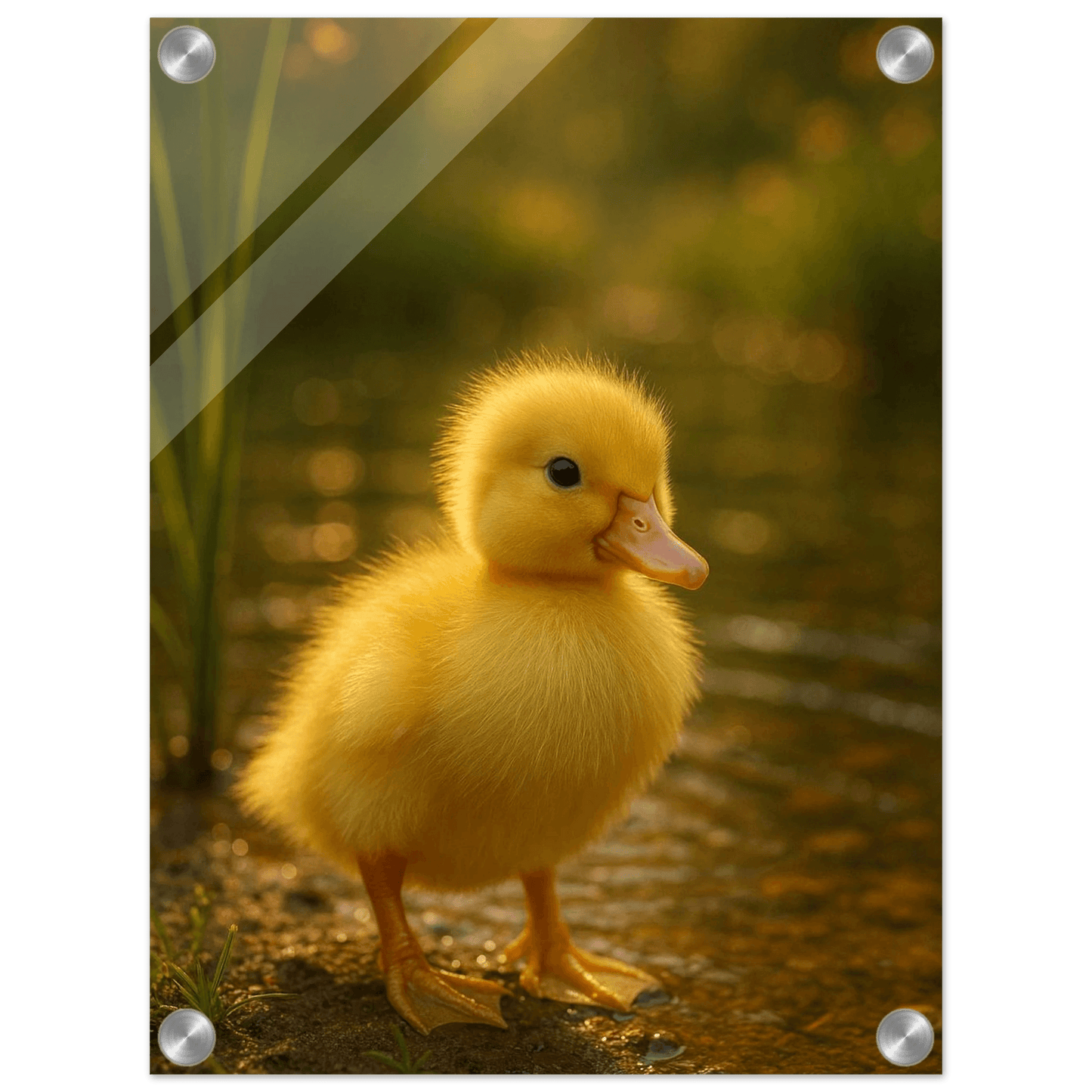 Golden Hour Duckling - Vibrant Nursery & Home Decor Acrylic Print, Vertical - PerriWorks Publishing