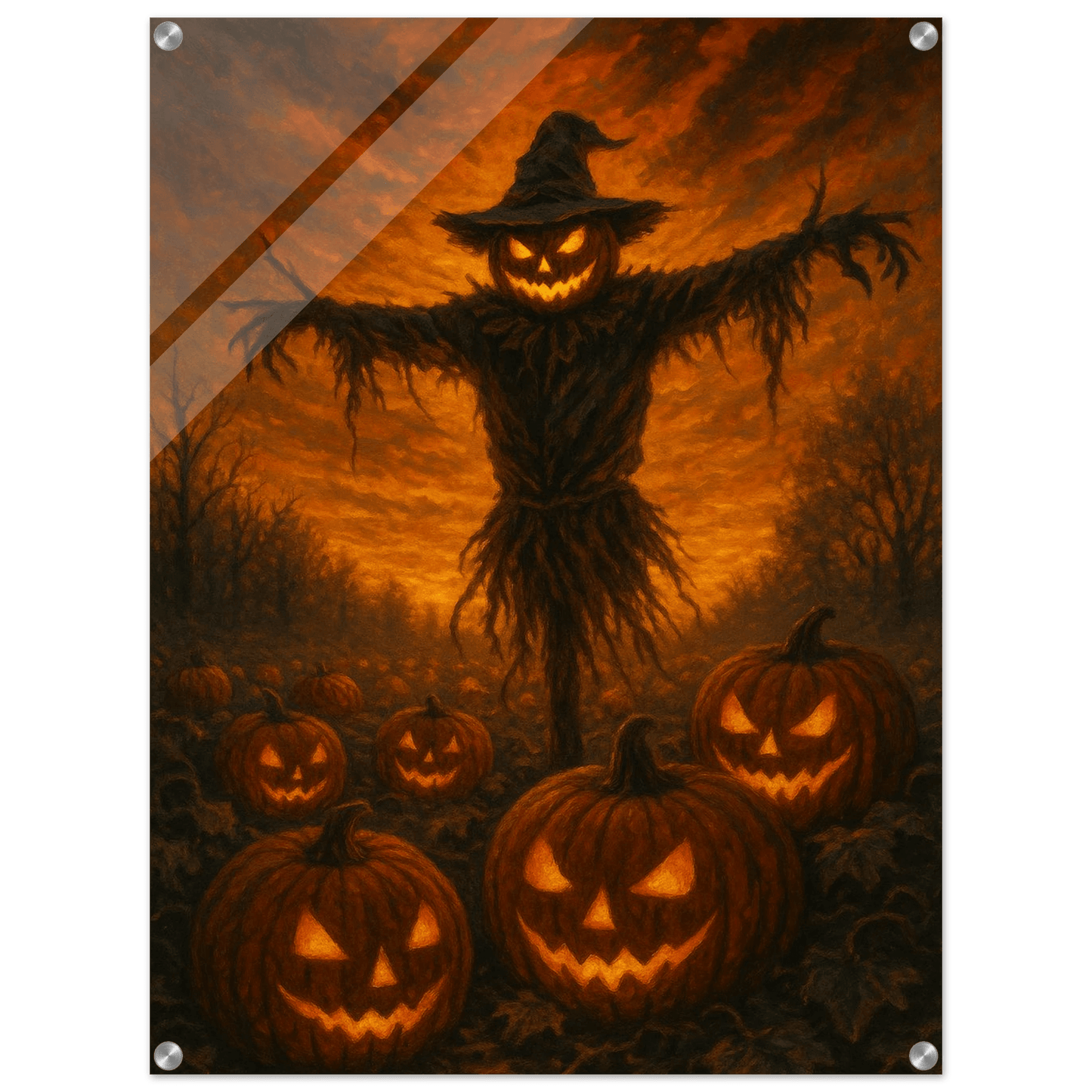 Haunted Harvest Scarecrow - Spooky Acrylic Print for Halloween Decor & Gothic Art Lovers - PerriWorks Publishing