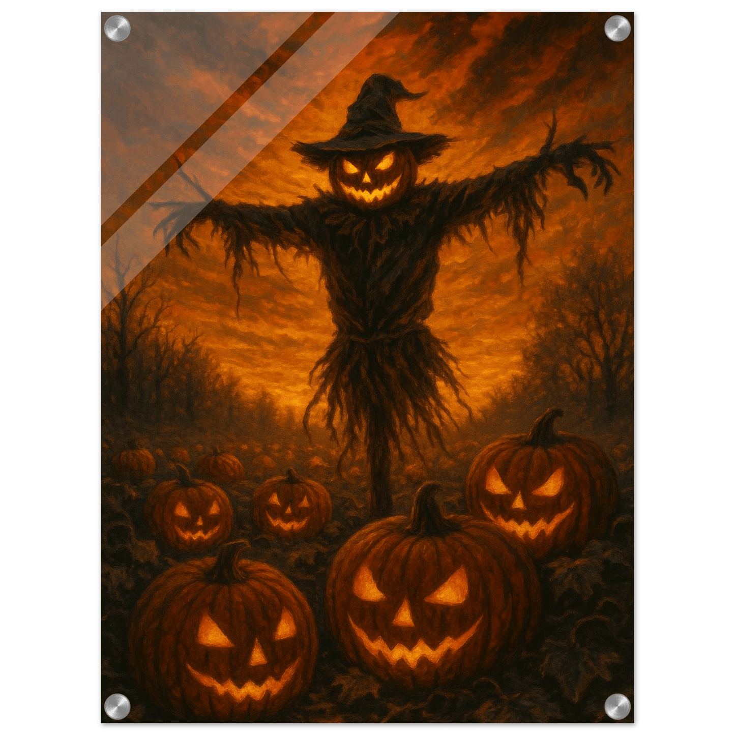 Haunted Harvest Scarecrow - Spooky Acrylic Print for Halloween Decor & Gothic Art Lovers - PerriWorks Publishing