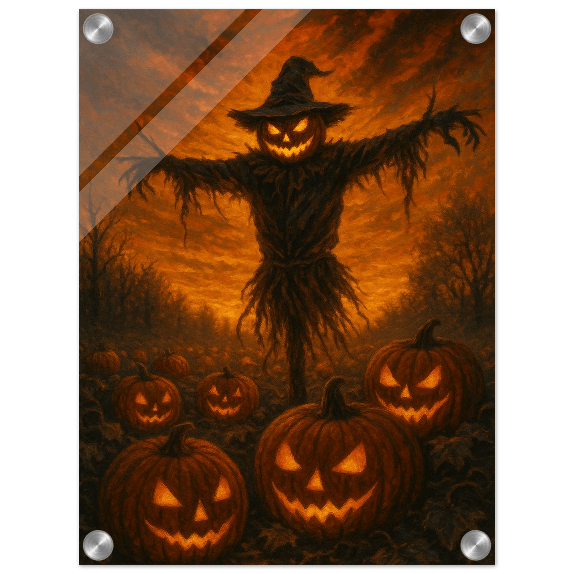 Haunted Harvest Scarecrow - Spooky Acrylic Print for Halloween Decor & Gothic Art Lovers - PerriWorks Publishing