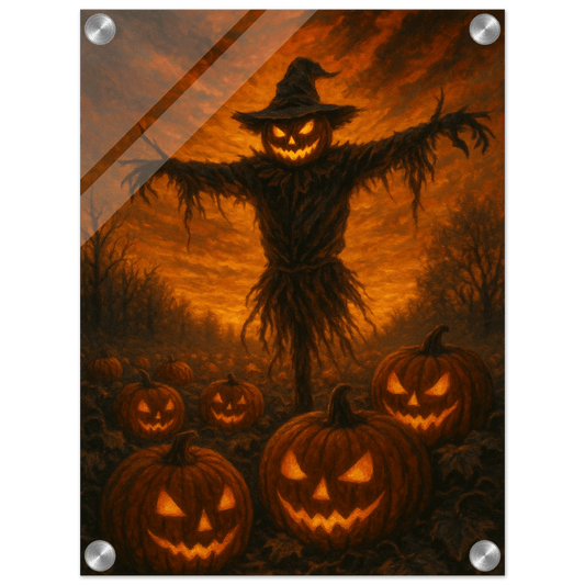 Haunted Harvest Scarecrow - Spooky Acrylic Print for Halloween Decor & Gothic Art Lovers - PerriWorks Publishing