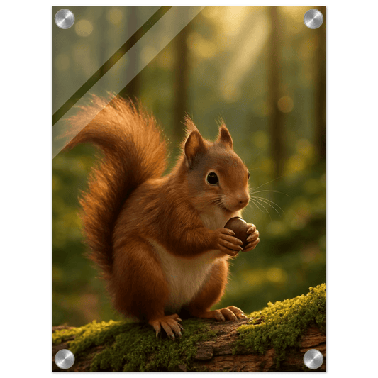 Charming Forest Squirrel Acrylic Print - Vertical - Whimsical Woodland Art for Your Home - PerriWorks Publishing