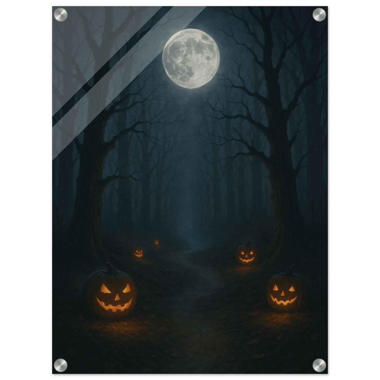 Haunted Woods & Jack-O'-Lanterns Acrylic Print - Mystical Halloween Decor - PerriWorks Publishing